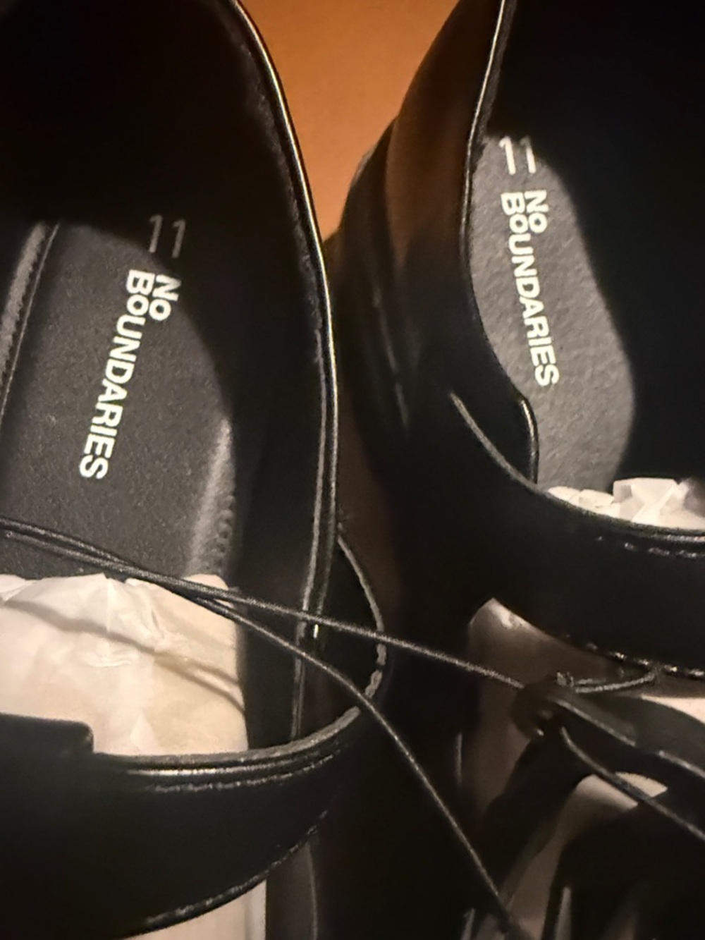 BRAND NEW No Boundaries Black Faux Leather Chunky Mary Jane Shoes Women Sz 11 - Picture 2 of 4